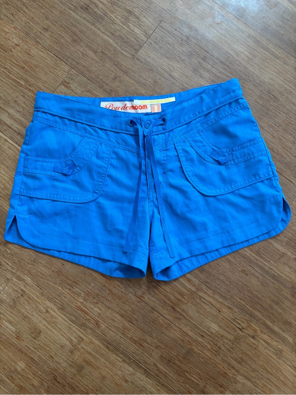 Powder Room Blue Drawstring Boardshorts Y2K Swim Cover Up Shorts Size 9